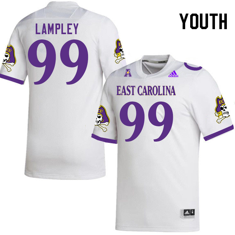 Youth #99 J.D. Lampley ECU Pirates 2023 College Football Jerseys Stitched-White